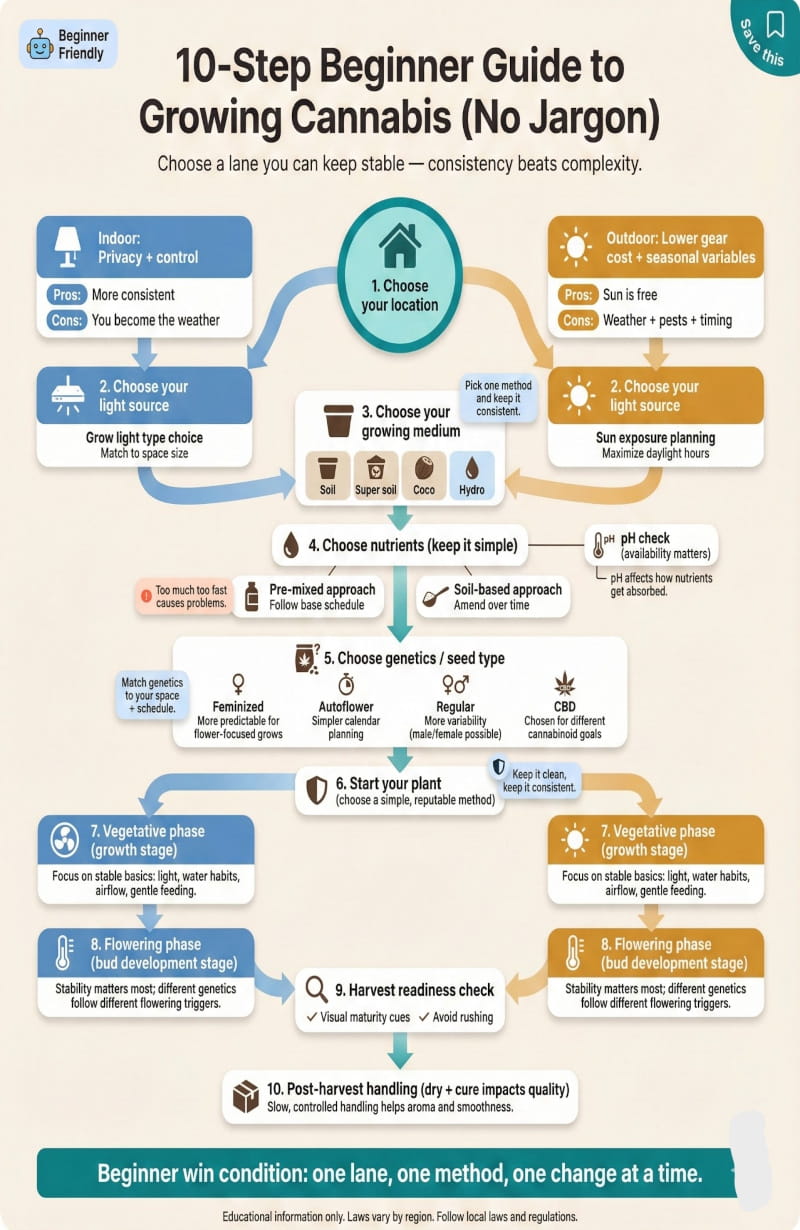 Diez pasos para cultivar cannabis: explicaciones para principiantes