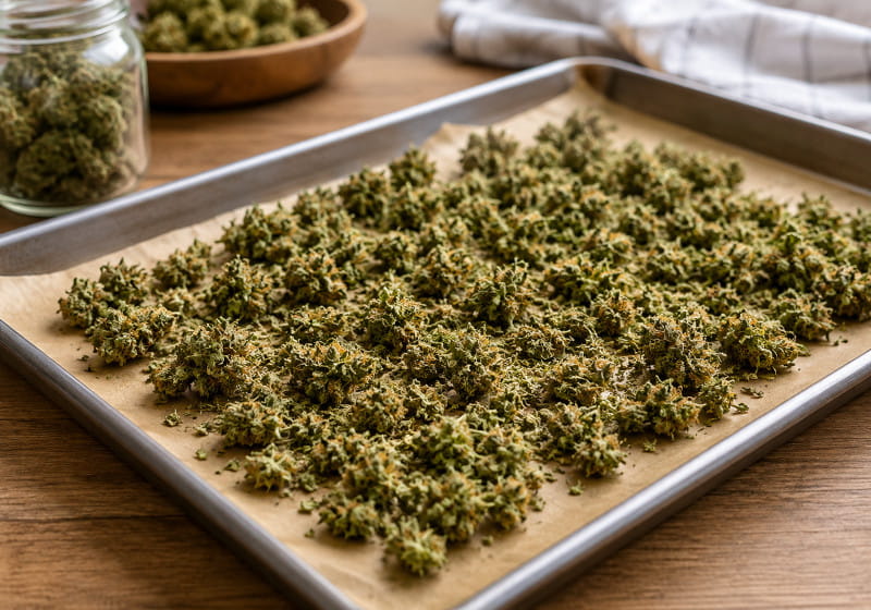 CBD-Blüten werden vor der Ölinfusion kontrolliert erwärmt beziehungsweise decarboxyliert