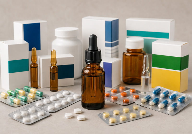 CBD et médicaments – boîtes de médicaments - comprimés et flacon de CBD - Canna Wiki