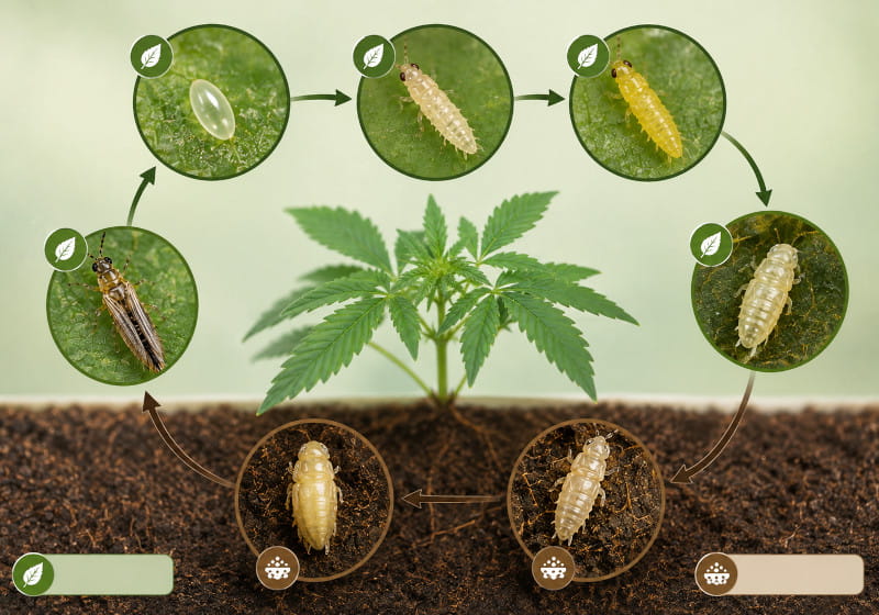 Life cycle of thrips on cannabis