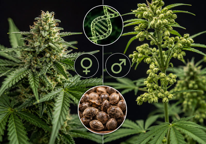 Graines de cannabis régulières – plantes mâles et femelles, génétique et différences