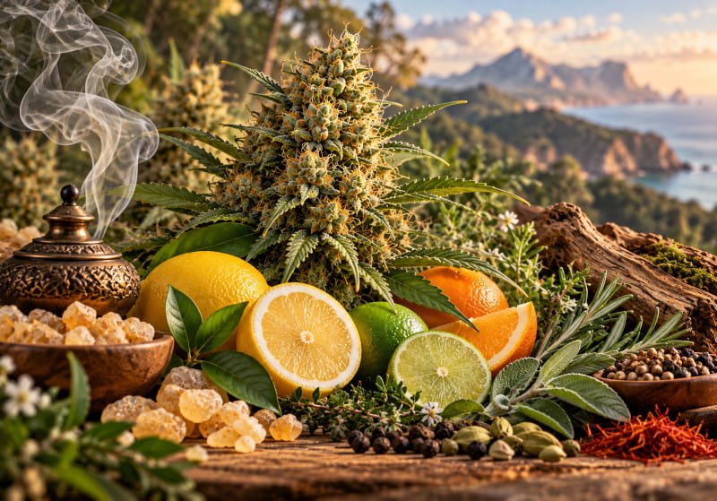 Amnesia Haze aroma profile – incense, citrus, herbs, spices and wood