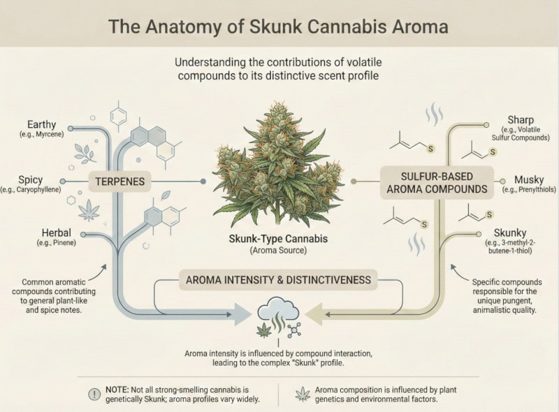 Anatomie des echten Skunk-Cannabis-Aromas