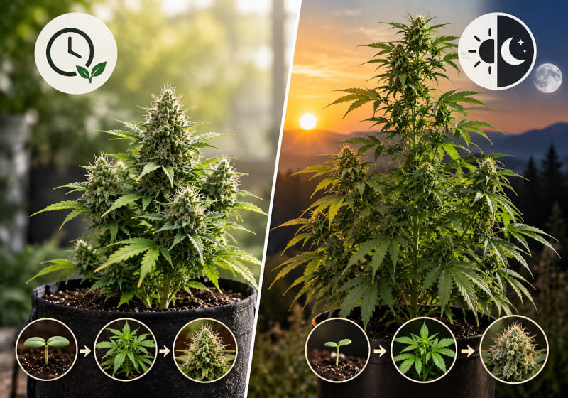 Autoflower und photoperiodisches Cannabis im Vergleich