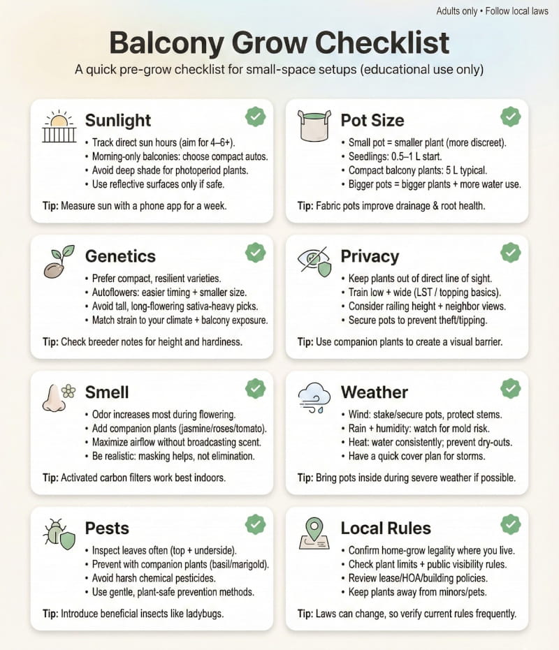 lista de verificación: una lista rápida sobre cómo cultivar plantas en un balcón