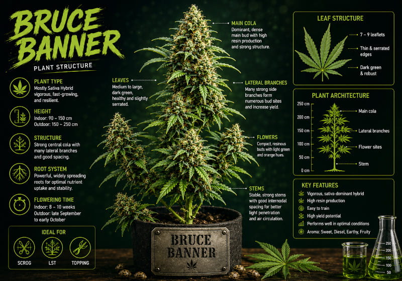 Structure et port de la plante Bruce Banner - Canna Wiki