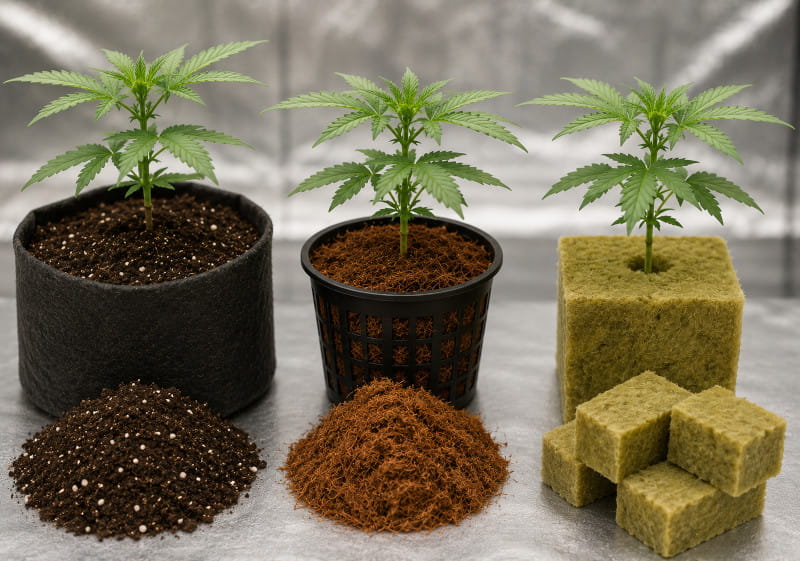 Cannabis düngen in Erde Kokos und Steinwolle