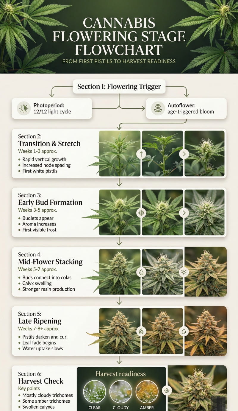 Tableau des stades de floraison du cannabis et de la marijuana