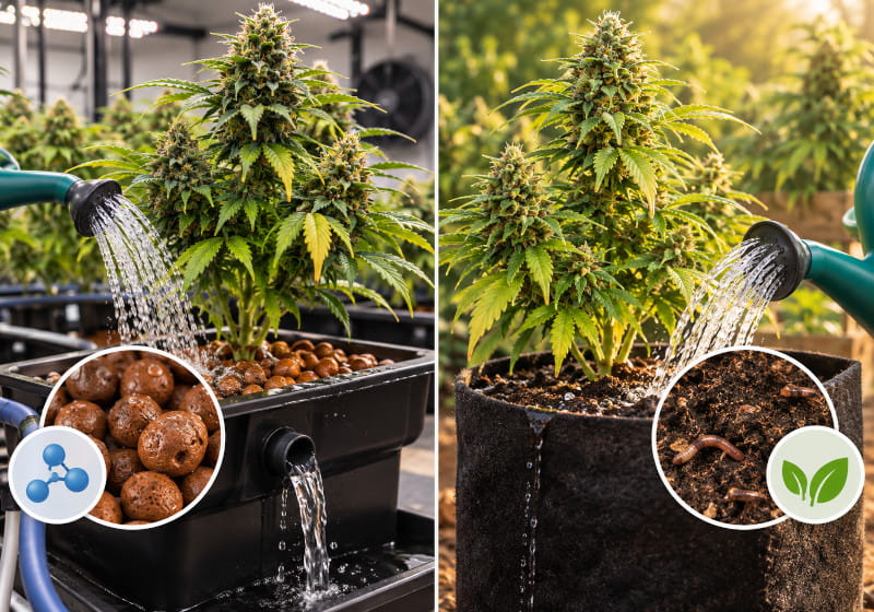 Cannabis Flushing bei mineralischer und organischer Düngung im Vergleich