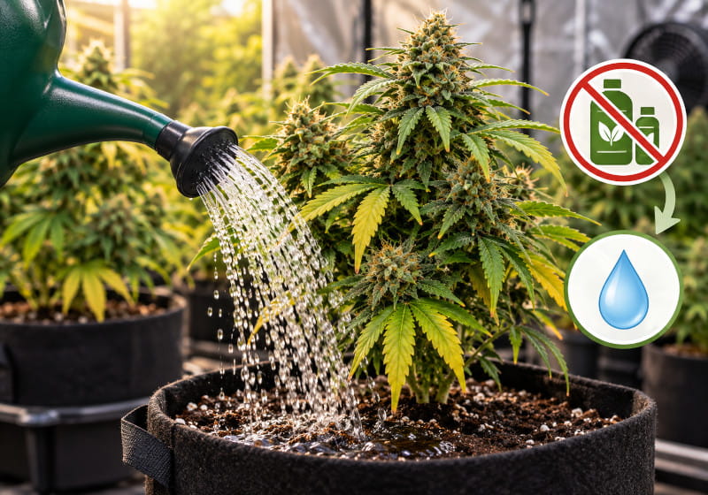 Cannabis nur mit Wasser vor der Ernte beim Flushing