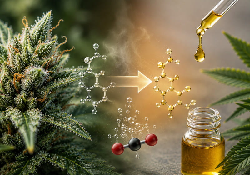 Decarboxylierung von CBDA zu CBD mit CO2-Abspaltung