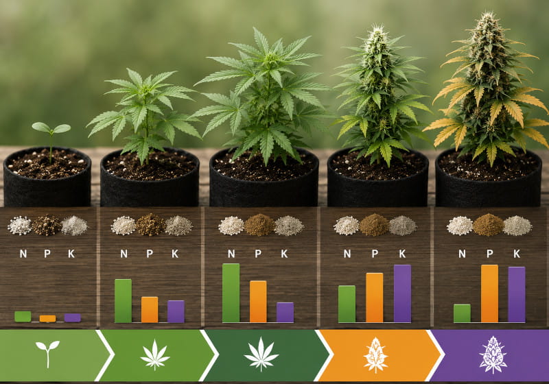 Cannabis düngen in Wachstumsphase Vorblüte und Blüte