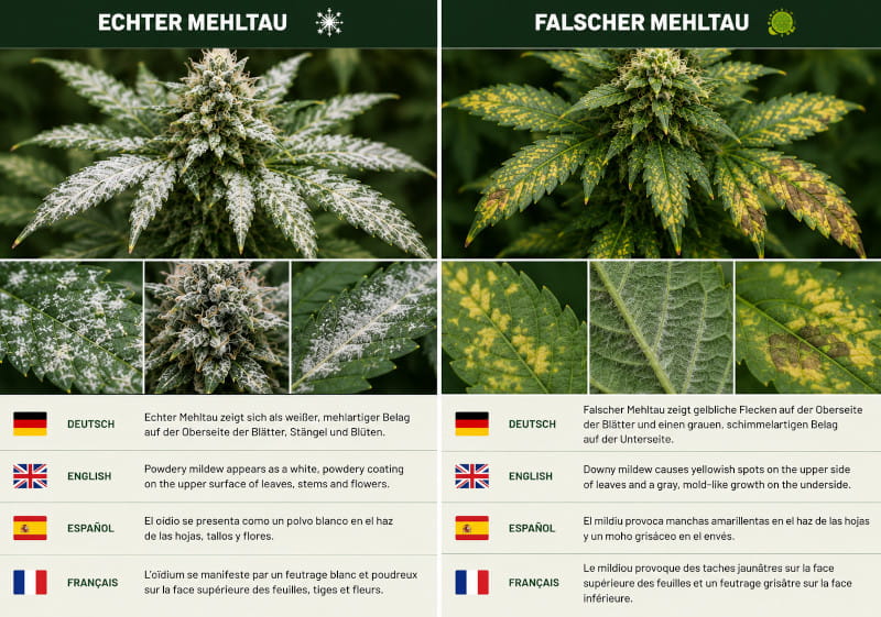 Echter Mehltau und Falscher Mehltau im direkten Vergleich