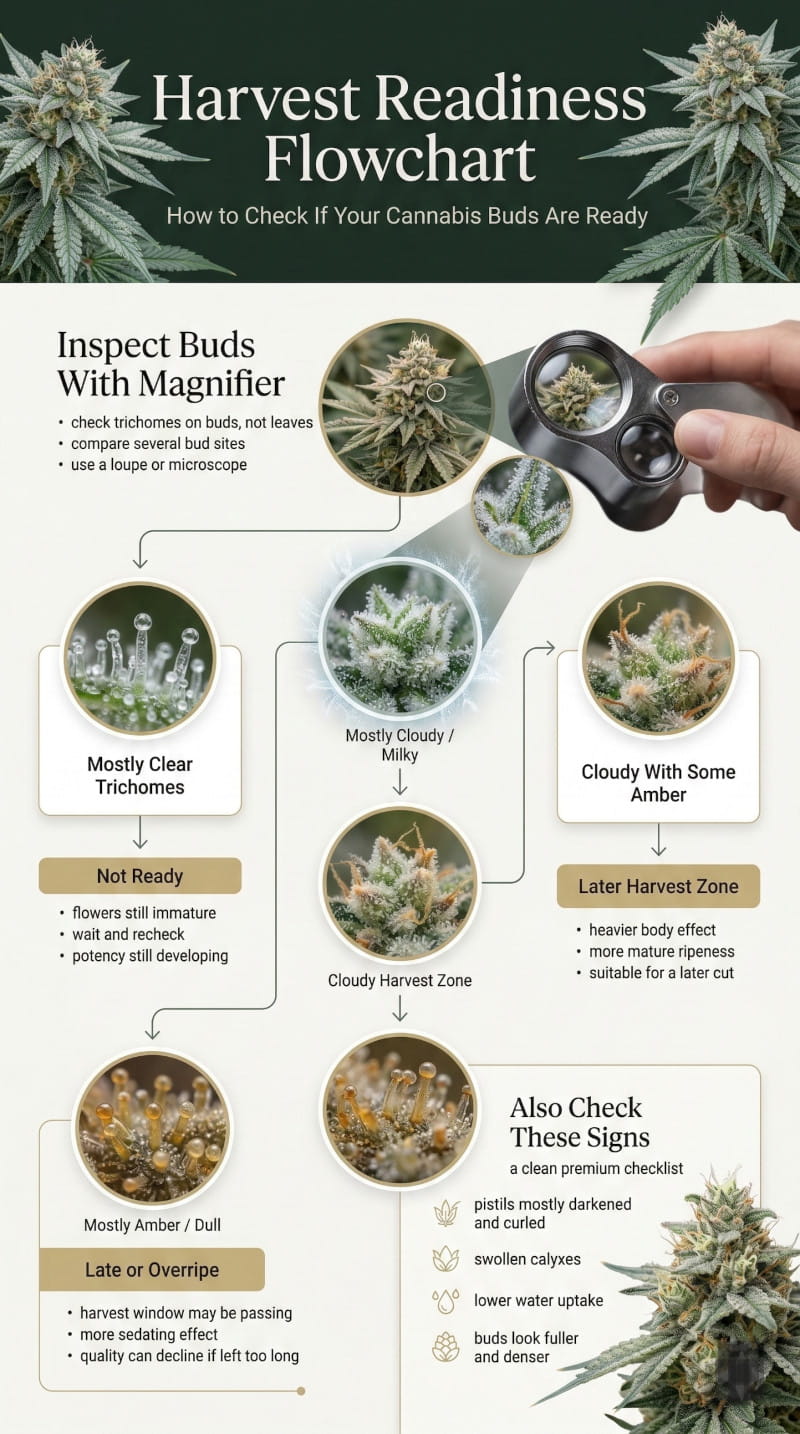 Organigramme de préparation à la récolte - Inspecter les bourgeons à l'aide d'une loupe