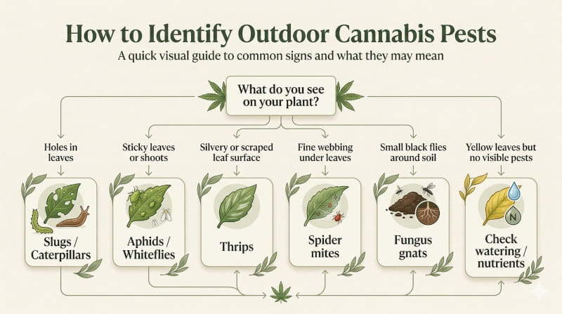 So erkennt man Schädlinge an Cannabispflanzen im Freiland