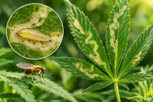 Minadores de hojas en cannabis