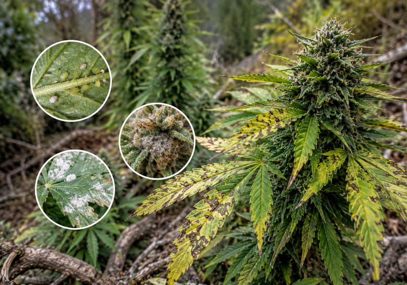 Pests and diseases such as mold and powdery mildew in a guerilla grow