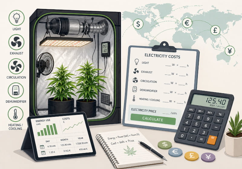 Calculateur du coût électrique pour la culture indoor du cannabis