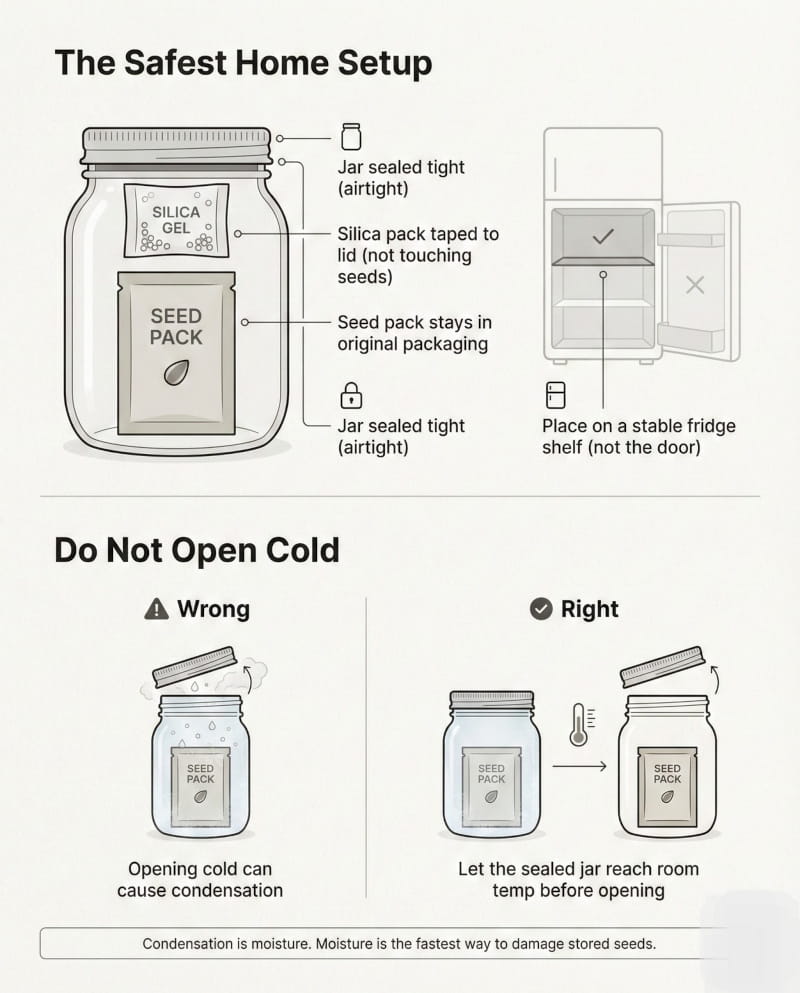 Die sicherste Art, Samen zu Hause im privaten Vorrat zu lagern