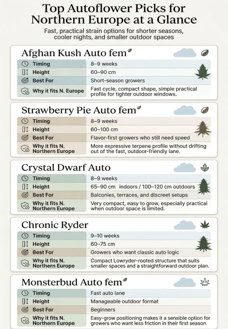 top autoflower picks for northern Europe at a glance