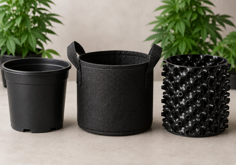 Verschiedene Topfarten für Cannabis im Vergleich