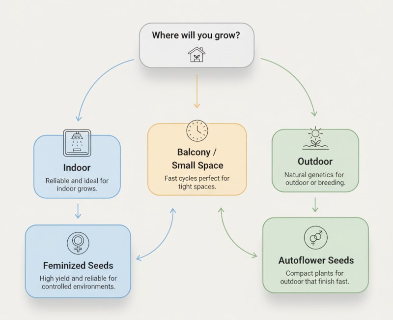 Wo sollen die Samen wachsen – drinnen, auf dem Balkon, draußen?